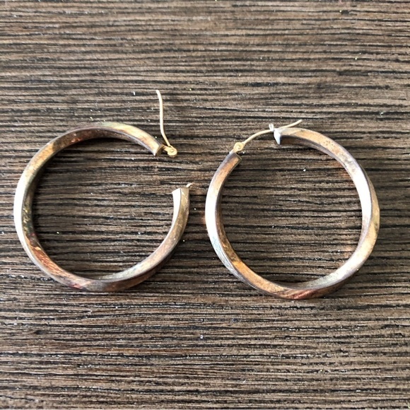 Gold Plated twist hoop earrings - Picture 2 of 2